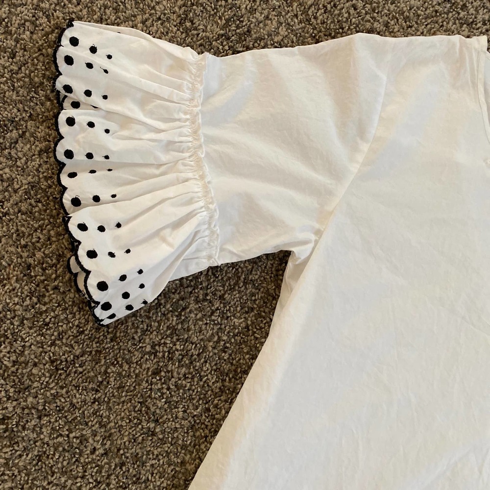 See by Chloe White Shirt Dress with Ruffled Sleeves - Size 34 - Picture 2 of 7